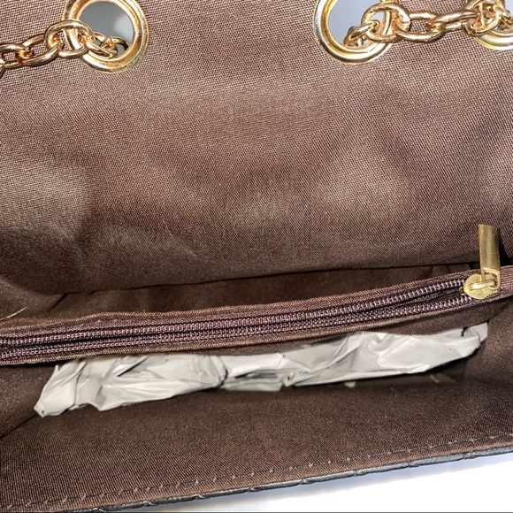 Textured Black & Gold Large Flap Chain Strap Bag - Picture 8 of 8